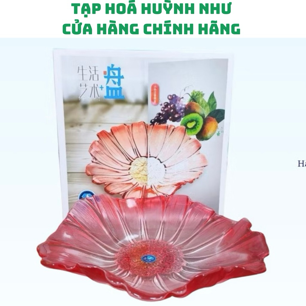 [CHÍNH HÃNG]Dĩa thủy tinh hoa hướng dương nhỏ Elegant.Dĩa thủy tinh cao cấp,kiểu dáng sang trọng.đườ