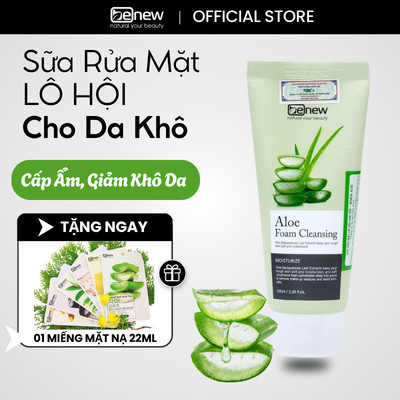 Sữa Rửa Mặt Lô Hội Cấp Ẩm, Sáng Da Benew Aloe Foam Cleansing 100ml