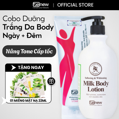 Combo Dưỡng Da Body Ngày Đêm - Kem Dưỡng Da, Chống Nắng Body Ngày Và Sữa Dưỡng Trắng Da Đêm Benew