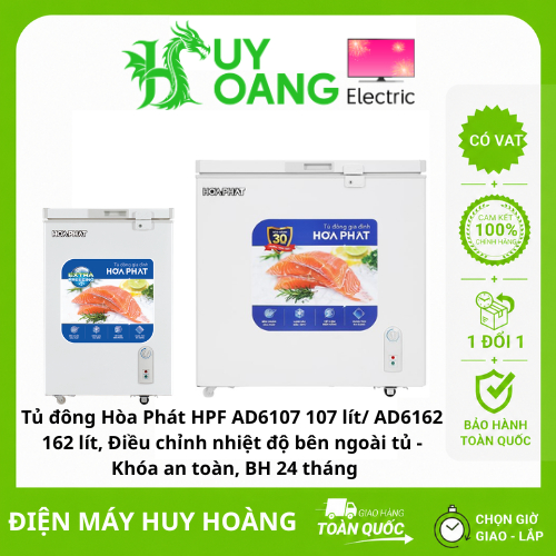 Tủ đông Hòa Phát HPF AD6107 107 lít/ AD6162 162 lít, Điều chỉnh nhiệt độ bên ngoài tủ - Khóa an toàn