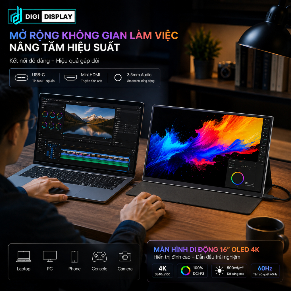 Màn hình di động OLED 16 inch 4K 60Hz100%DCI-P3 - Portable Monitor | BigBuy360 - bigbuy360.vn