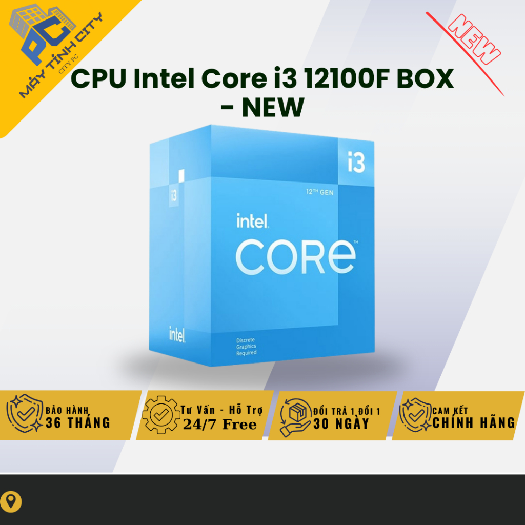 [FULL VAT] CPU Intel Core i3 12100F BOX  - NEW BẢO HÀNH 36 THÁNG