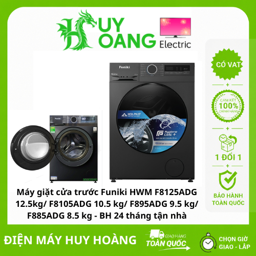 Máy giặt cửa trước Funiki HWM F8125ADG 12.5kg/ F8105ADG 10.5 kg/ F895ADG 9.5 kg/ F885ADG 8.5 kg - BH