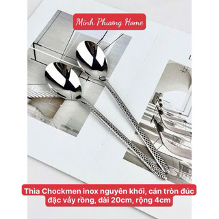 Thìa inox Chockmen [782] cán tròn đúc đặc vân họa tiết vảy rồng đẹp