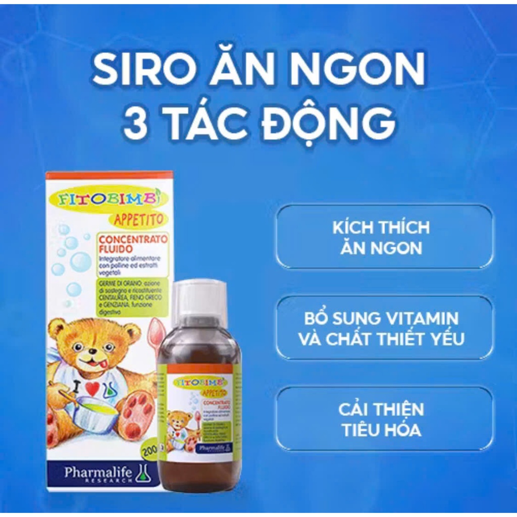 [Chính Hãng] Siro ăn ngon Fitobimbi Appetito 3 tác động, giúp bé ăn ngon miệng, hết táo bón
