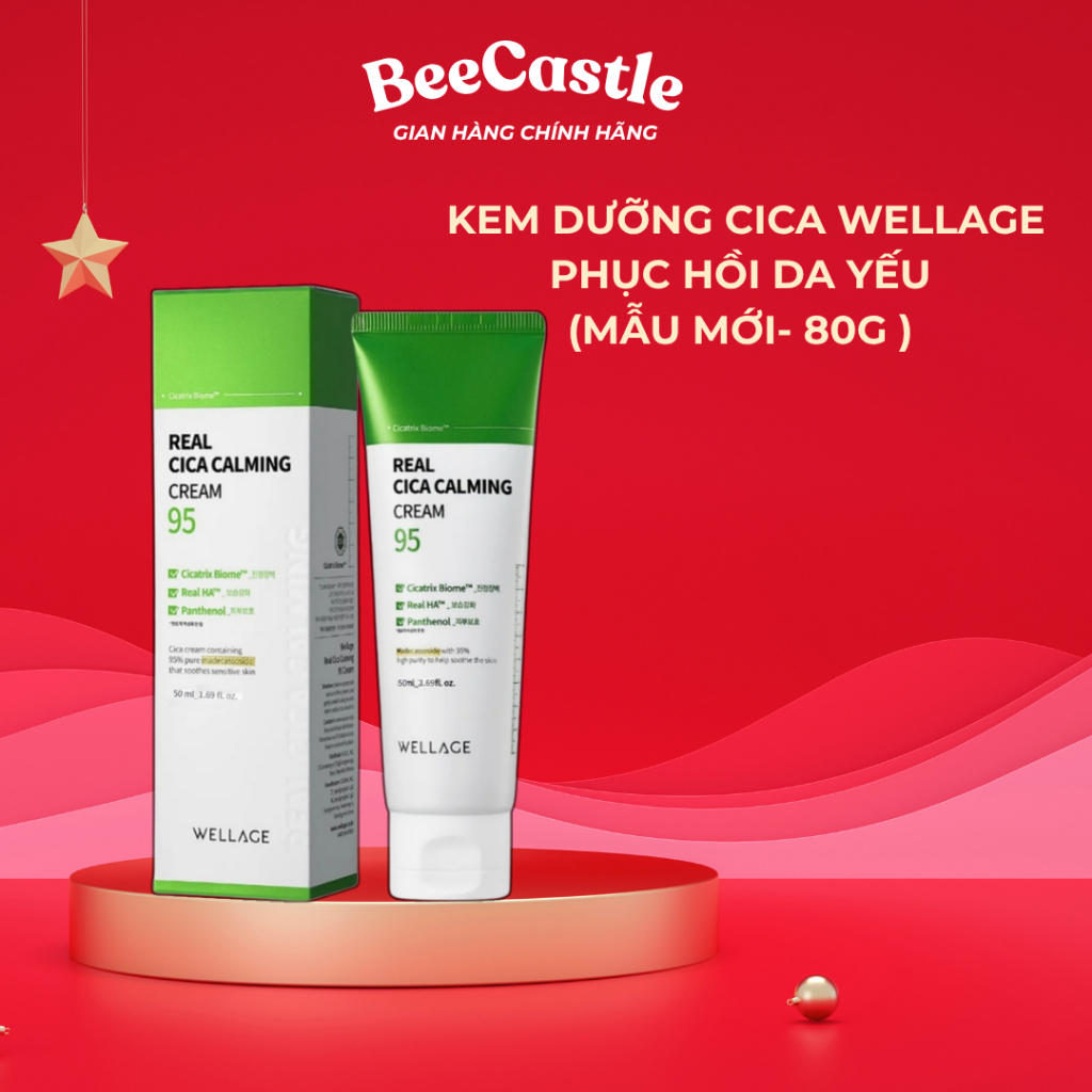 Kem Dưỡng Phục Hồi Da Wellage Cica Calming 95 Cream Xanh Lá Kem Dưỡng Wellage Chiết Xuất Rau Má