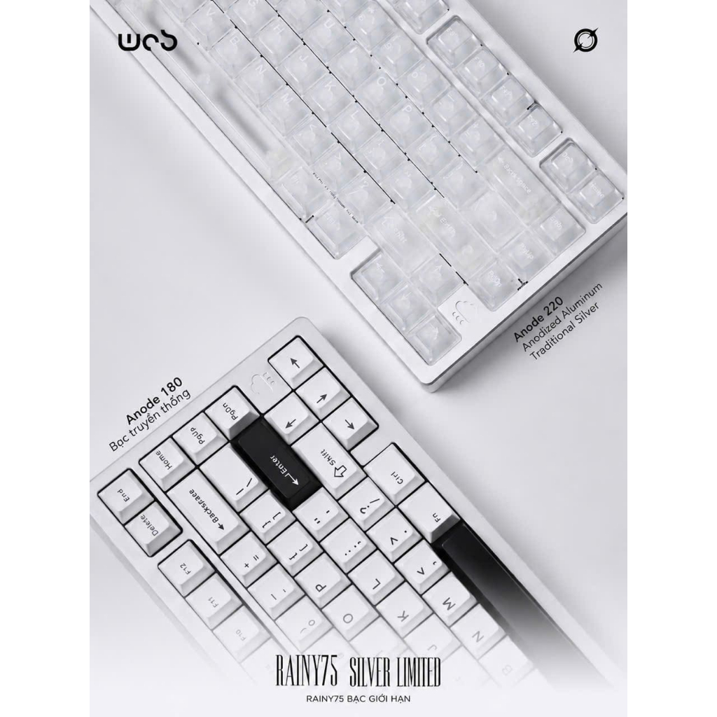 Bàn Phím Cơ Rainy75 Bạc Giới Hạn – Anode 220 Mesh | Switch Snow-top | Keycap Mờ Trong Suốt | BigBuy360 - bigbuy360.vn