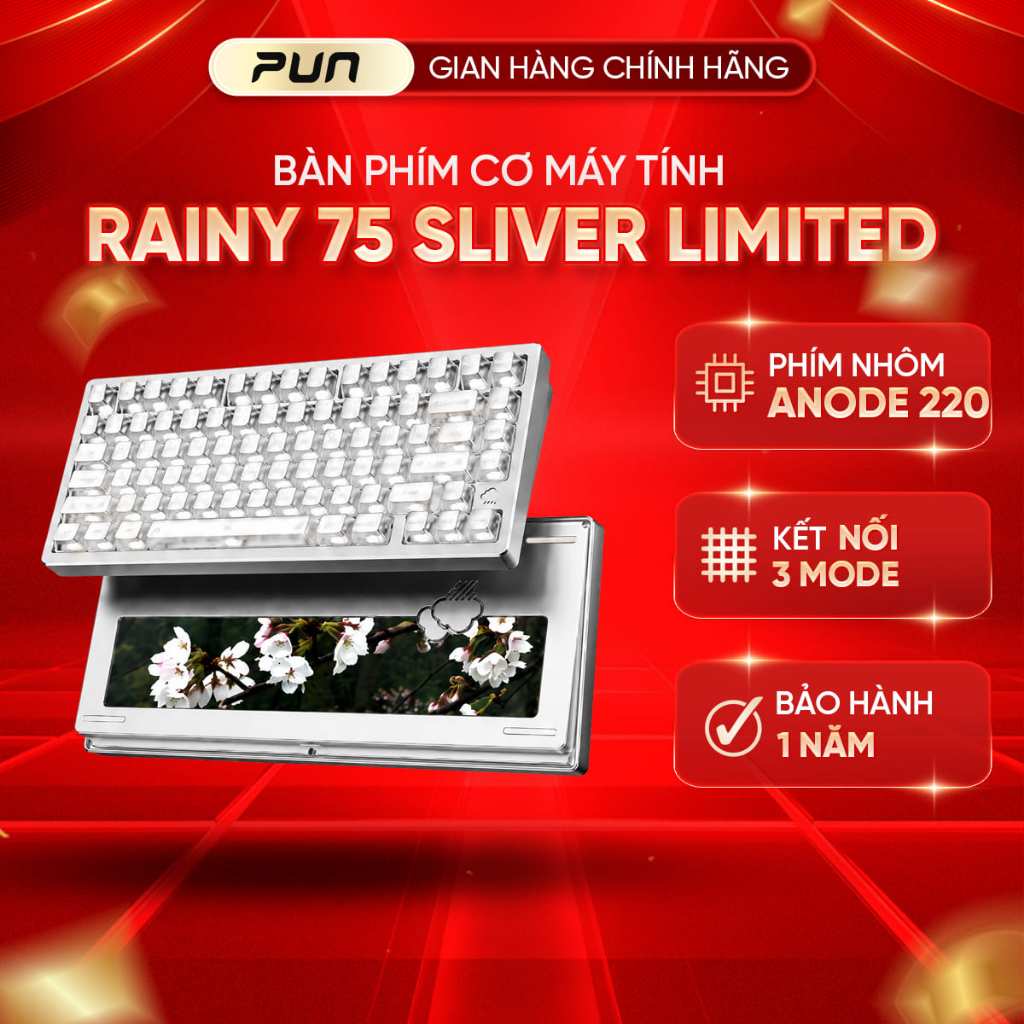 Bàn Phím Cơ Rainy75 Bạc Giới Hạn – Anode 220 Mesh | Switch Snow-top | Keycap Mờ Trong Suốt | BigBuy360 - bigbuy360.vn