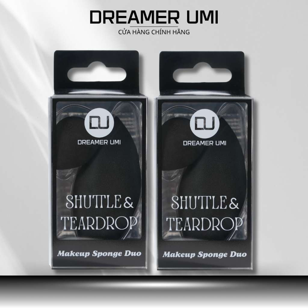 Combo 2 Bông Mút Trang Điểm Dreamer UMI Đôi Shuttle & Teardrop Cao Cấp - Mút Tán Nền Siêu Mịn, Không