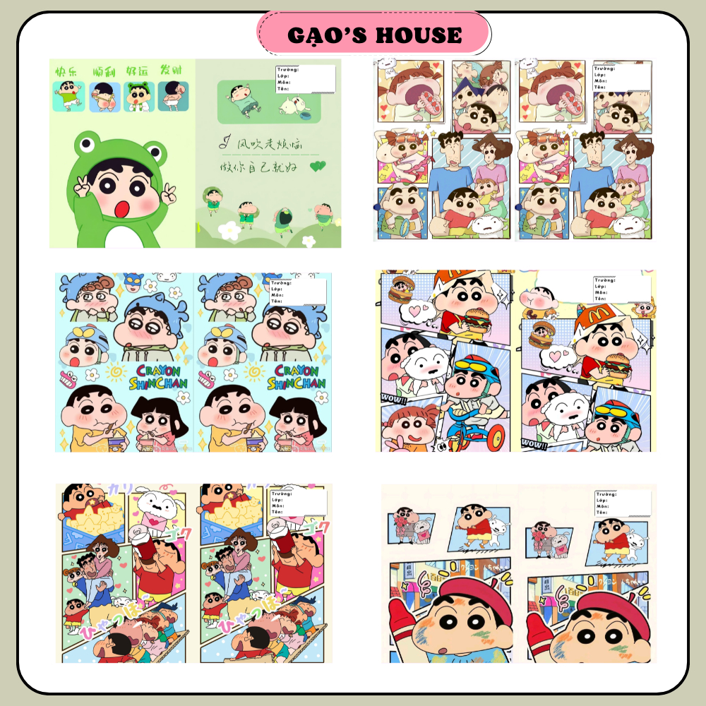 Bìa Bao Vở Hình SHIN CUTEE, In Theo Yêu Cầu. Nhận đơn từ 5 tờ
