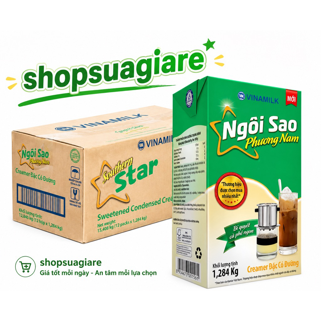 Thùng Sữa Đặc Ngôi Sao Phương Nam 1284g
