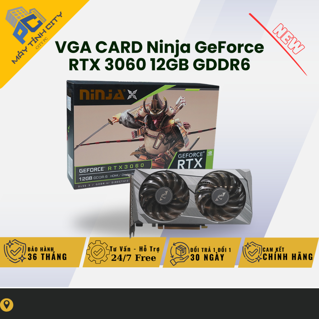 VGA CARD MÀN HÌNH Ninja GeForce RTX 3060 12GB GDDR6 - NEW BẢO HÀNH 36 THÁNG