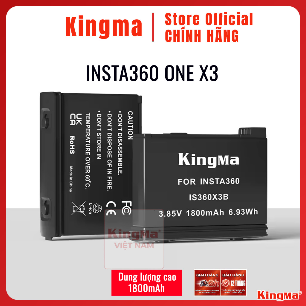 KingMa Insta360 ONE X3 | Pin sạc máy quay hành động action camera Insta360 IS360X3B Camera Battery F