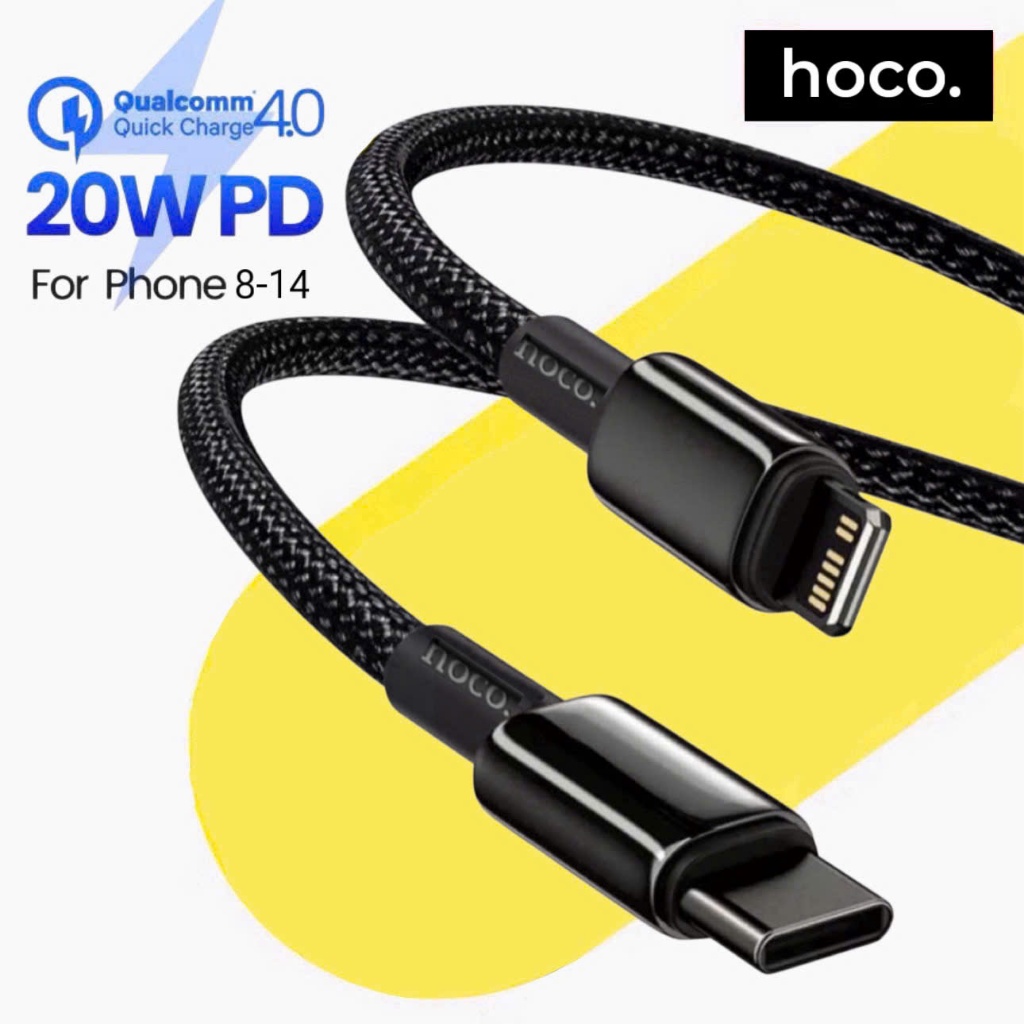 Dây sạc nhanh 20w dùng cho 8...x 11 12 13 14 Chính hãng Hoco Cáp sạc pd20w pd27w bọc dù