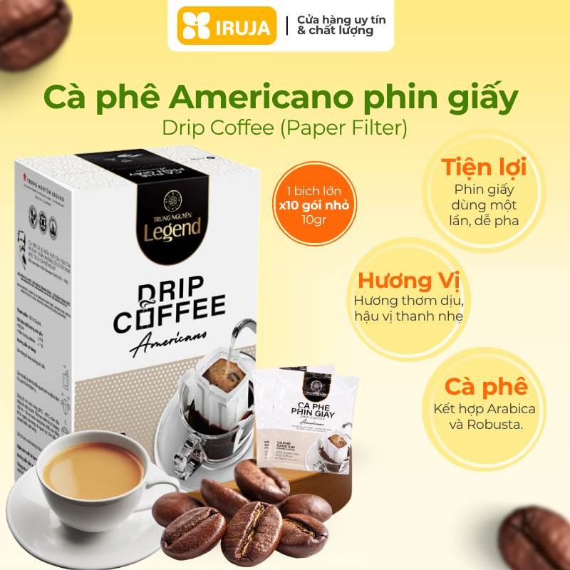 [IRUJA] Cà phê Trung Nguyên phin giấy Americano 10Gx10 Gói
