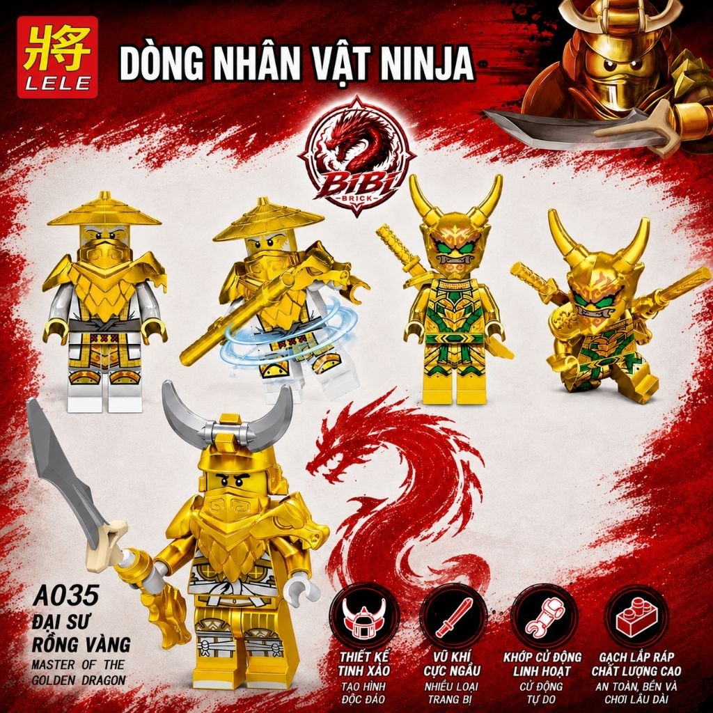 [IN LƯNG]Mô Hình Nhân Vật Ninjago Lloyd Oni,Wu Giáp Rồng-Minifigures Ninjago season 15