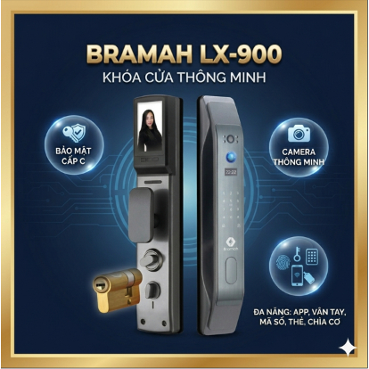 Khóa thông minh Bramah LX900 Plus mở cửa bằng khuôn mặt, vân tay, App điện thoại