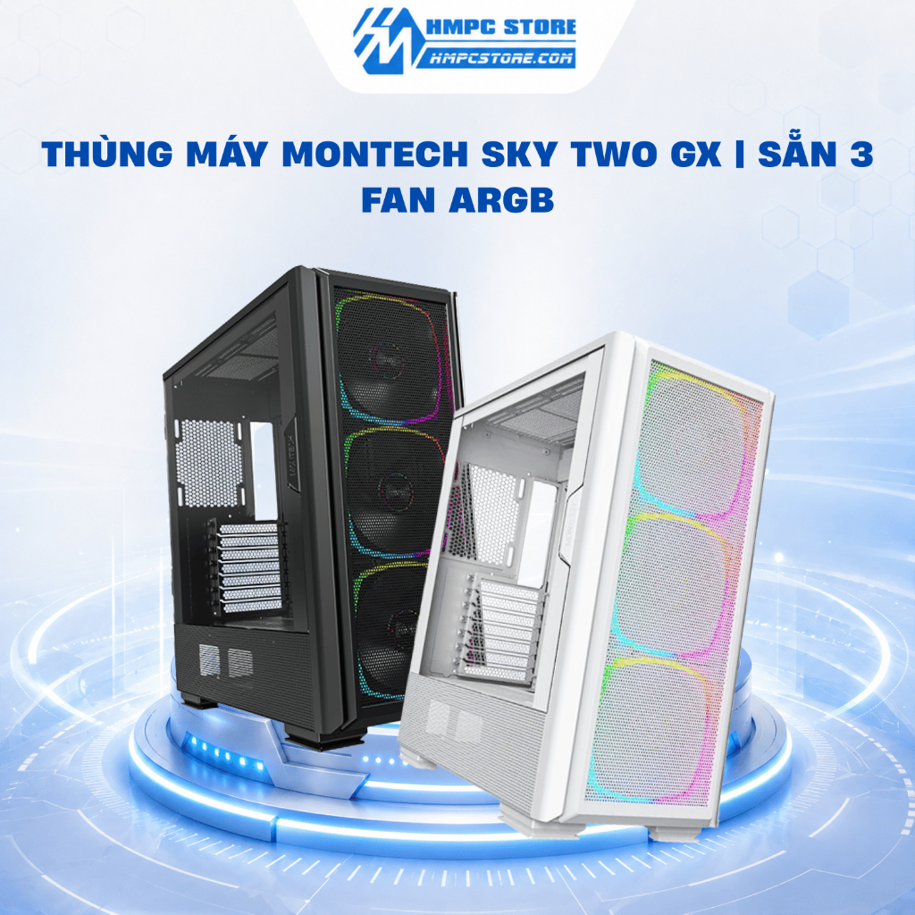 Case - Thùng máy Montech SKY TWO GX | sẵn 3 FAN ARGB | Bảo hành 12 tháng