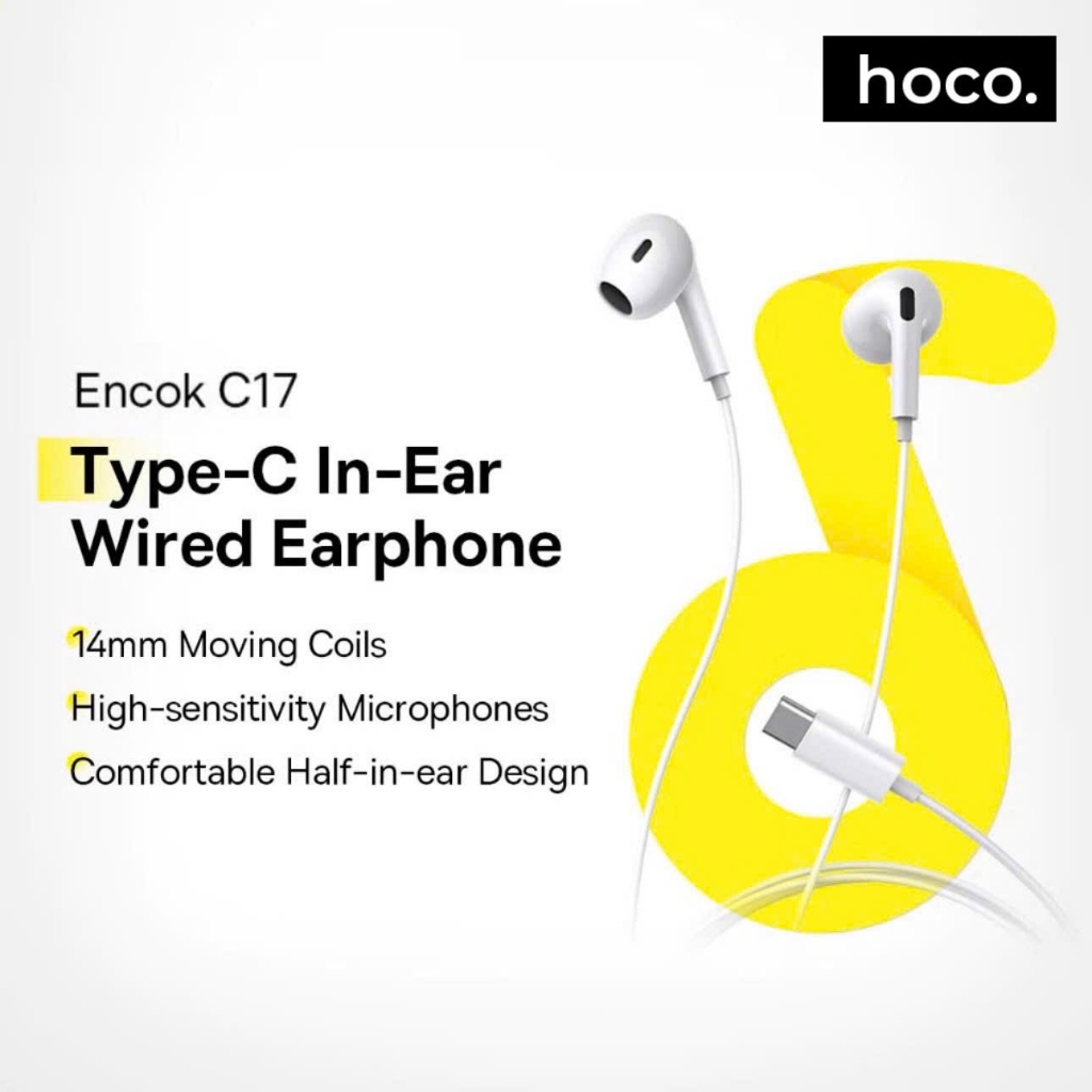 Tai nghe Hoco C17 Type-C âm thanh vòm 6D có dây có mic cho điện thoại thông minh chân jack type c | BigBuy360 - bigbuy360.vn