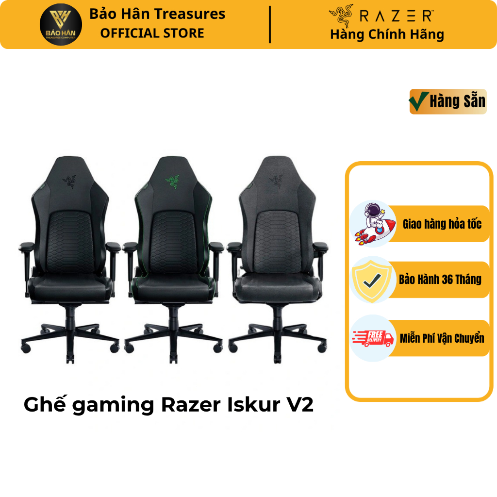 Ghế Gaming Razer Iskur V2 Gaming Chair with Built-In Lumbar Support - NASA+AP phiên bản nâng cấp - H