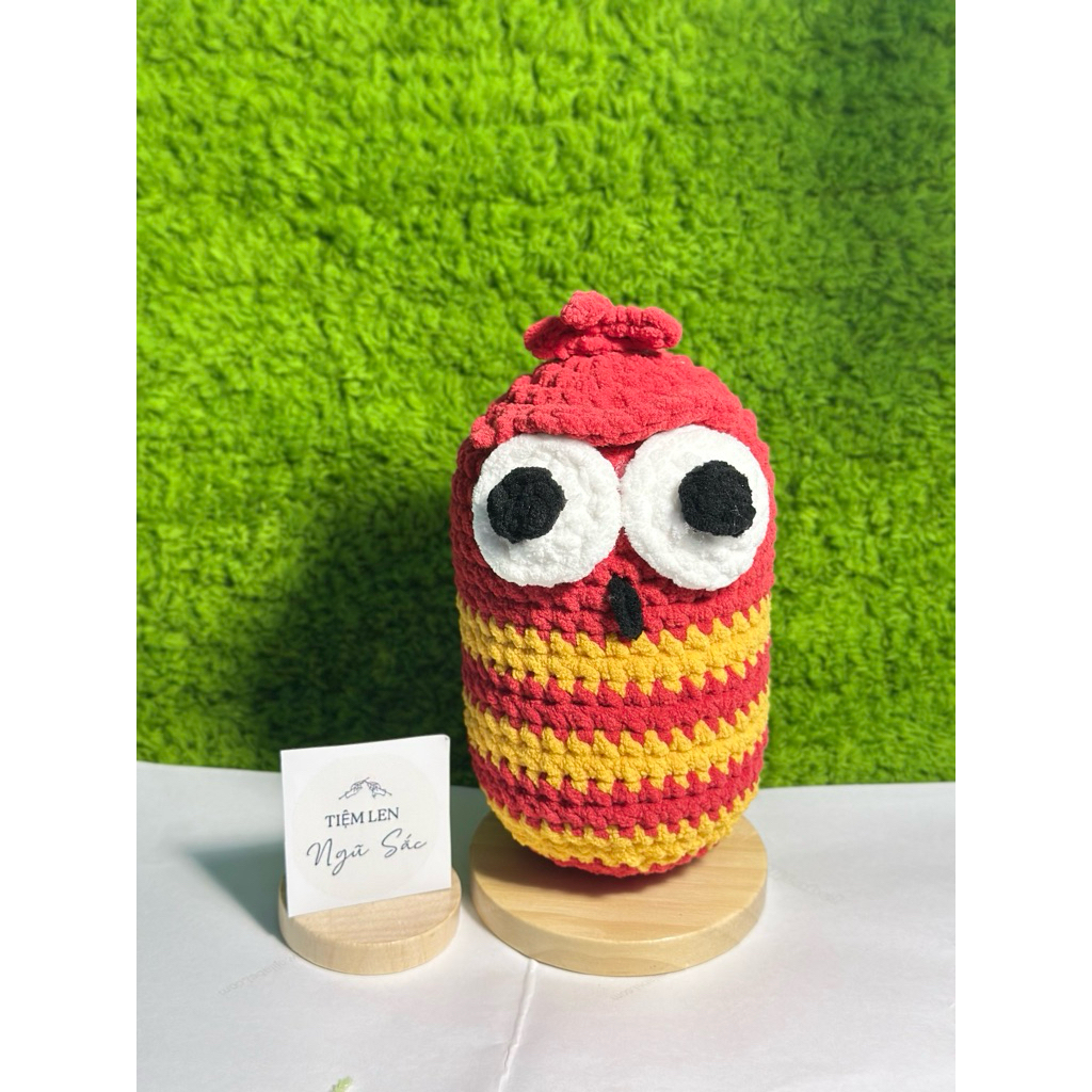Ấu Trùng Đỏ (Red) Móc Len Handmade – Nhân vật Larva siêu đáng yêu
