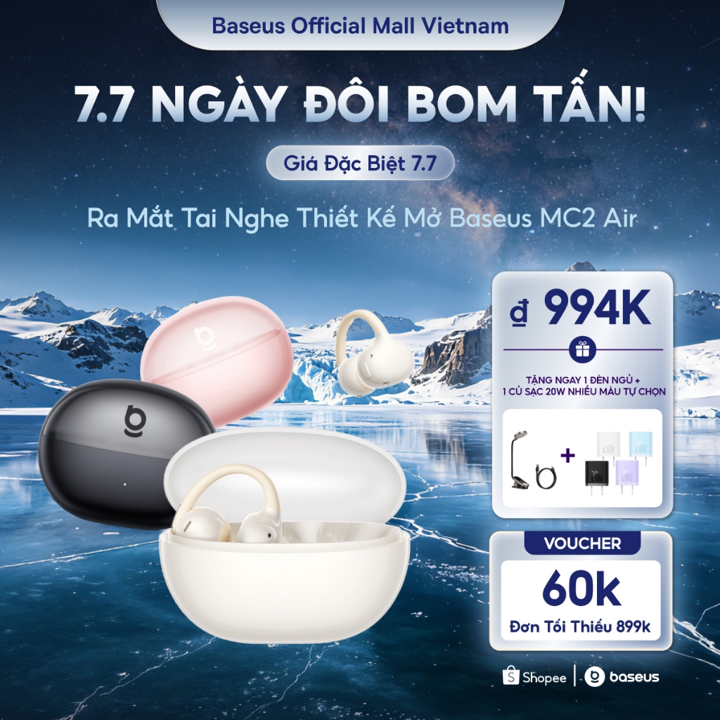✨HÀNG HOT 2026✨ Tai Nghe Open-Ear Baseus MC2 Air Thiết Kế Sang Trọng Siêu Nhẹ Êm Ái Tựa Mây | BigBuy360 - bigbuy360.vn
