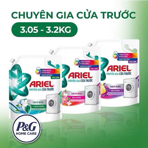 Nước Giặt Ariel Hương Nước Hoa Cửa Trước Túi 3.05Kg-3.2Kg Đậm Đặc Sạch Sâu Lưu Hương Bền Lâu Chính H