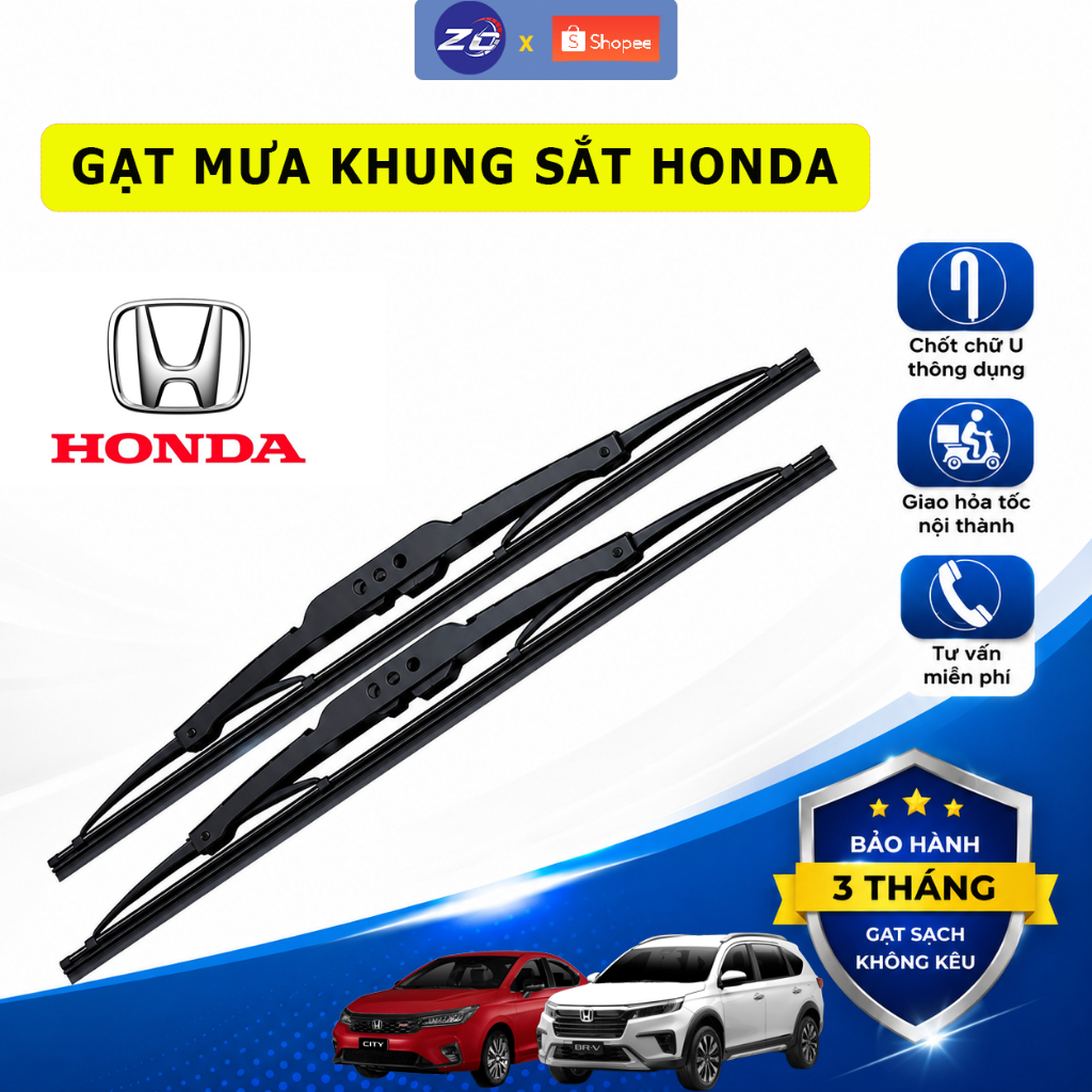 Gạt mưa ô tô Honda CR-V , Honda Civic, Honda City, Accord gạt mưa oto xe hơi khung sắt lưỡi silicon 