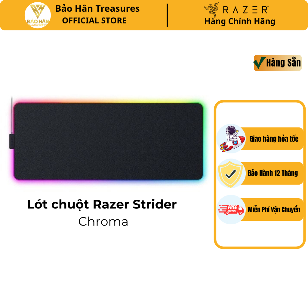 Tấm lót chuột Razer Strider Chroma Hybrid Gaming Mouse Mat Chroma RGB (900 x 390 x 4mm) - Hàng Chính