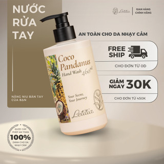 Nước Rửa Tay Coco Pandanus - Letitia 3 Tầng Hương Thơm Thanh mát, Thư Giãn, Sạch Khuẩn Size 460ml