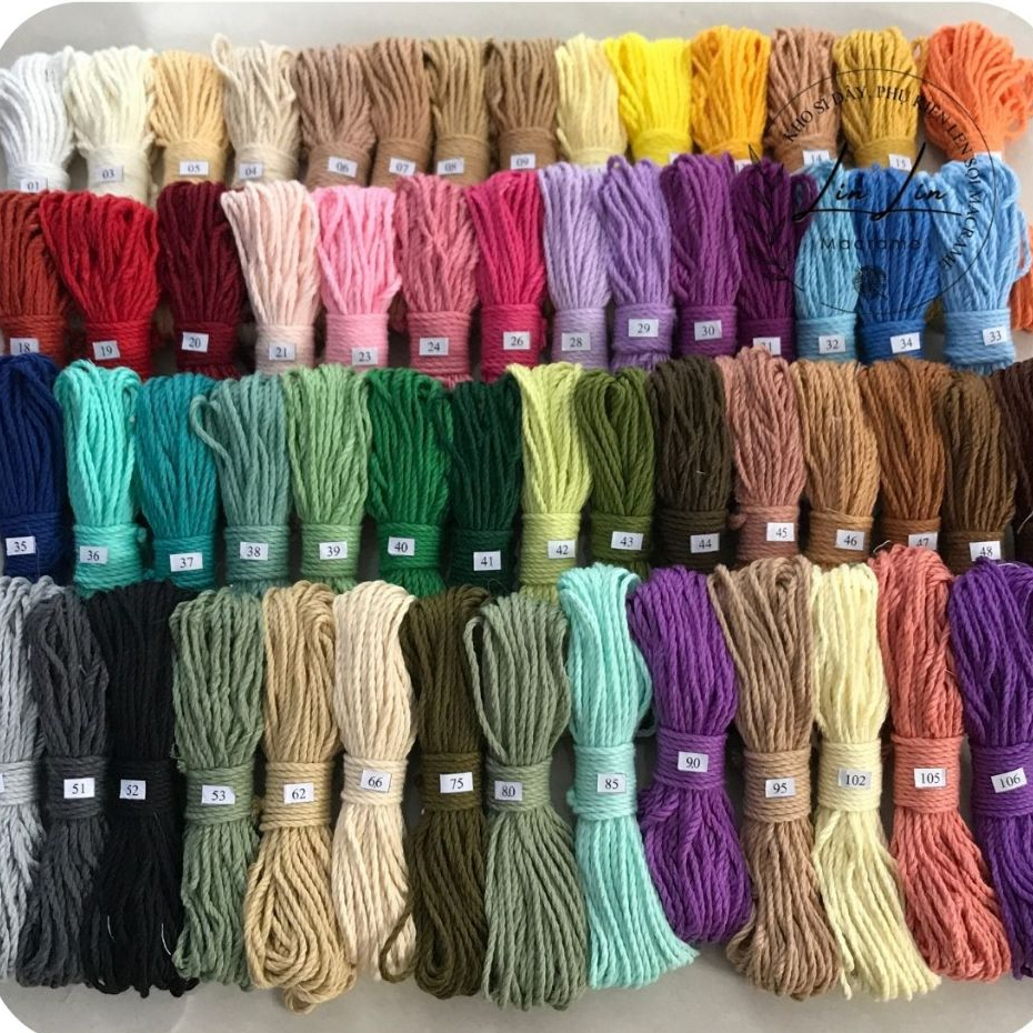 Bó 10 mét dây se 2mm, dây cotton macrame 2mm