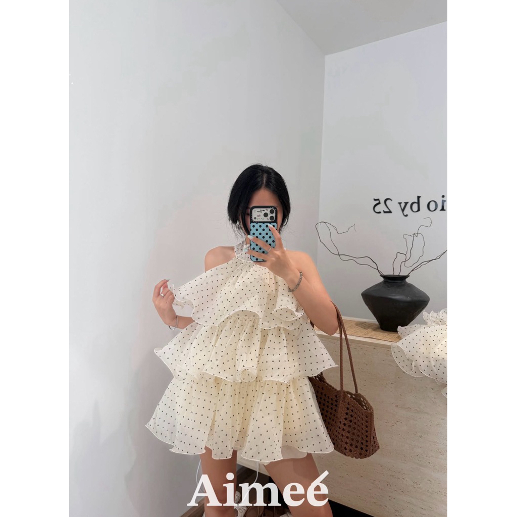𝐜𝐢𝐧𝐝𝐲.𝐬𝐭𝐮𝐝𝐢𝐨 ÁO CHẤM BI CỔ YẾM TẦNG