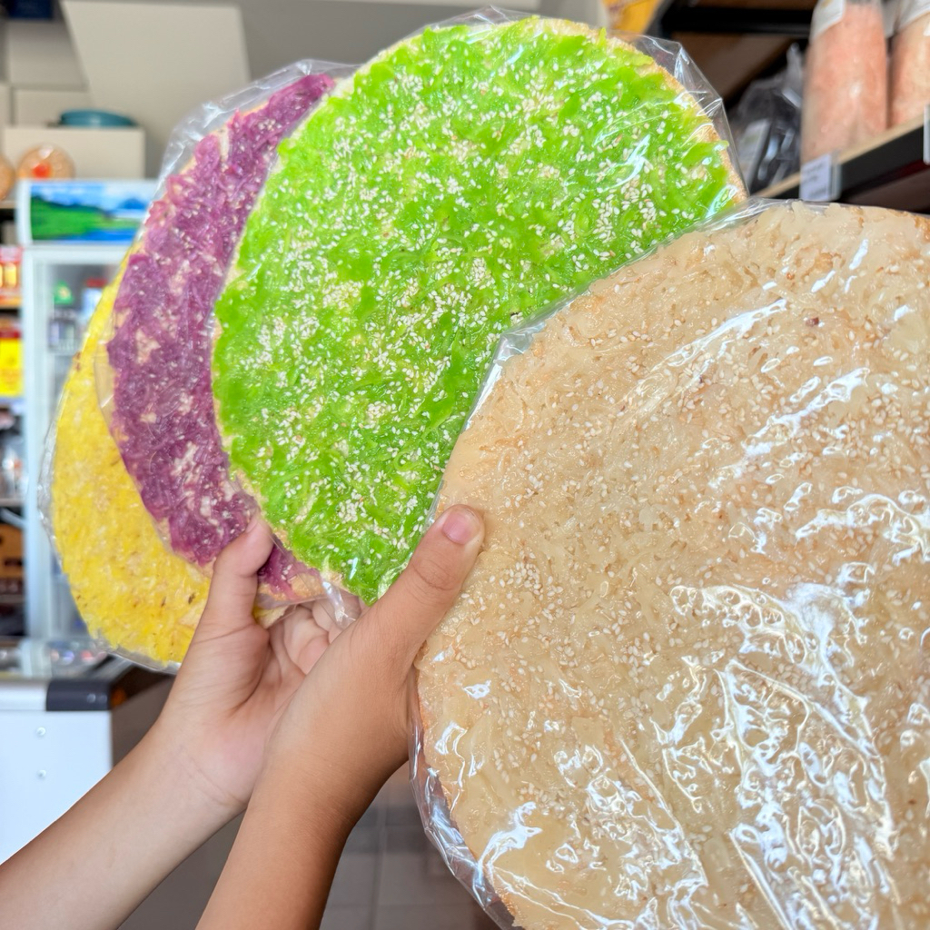 Bánh tráng sợi dừa non bánh lớn 170g có 4 màu, ĐS Nha Trang thơm ngon