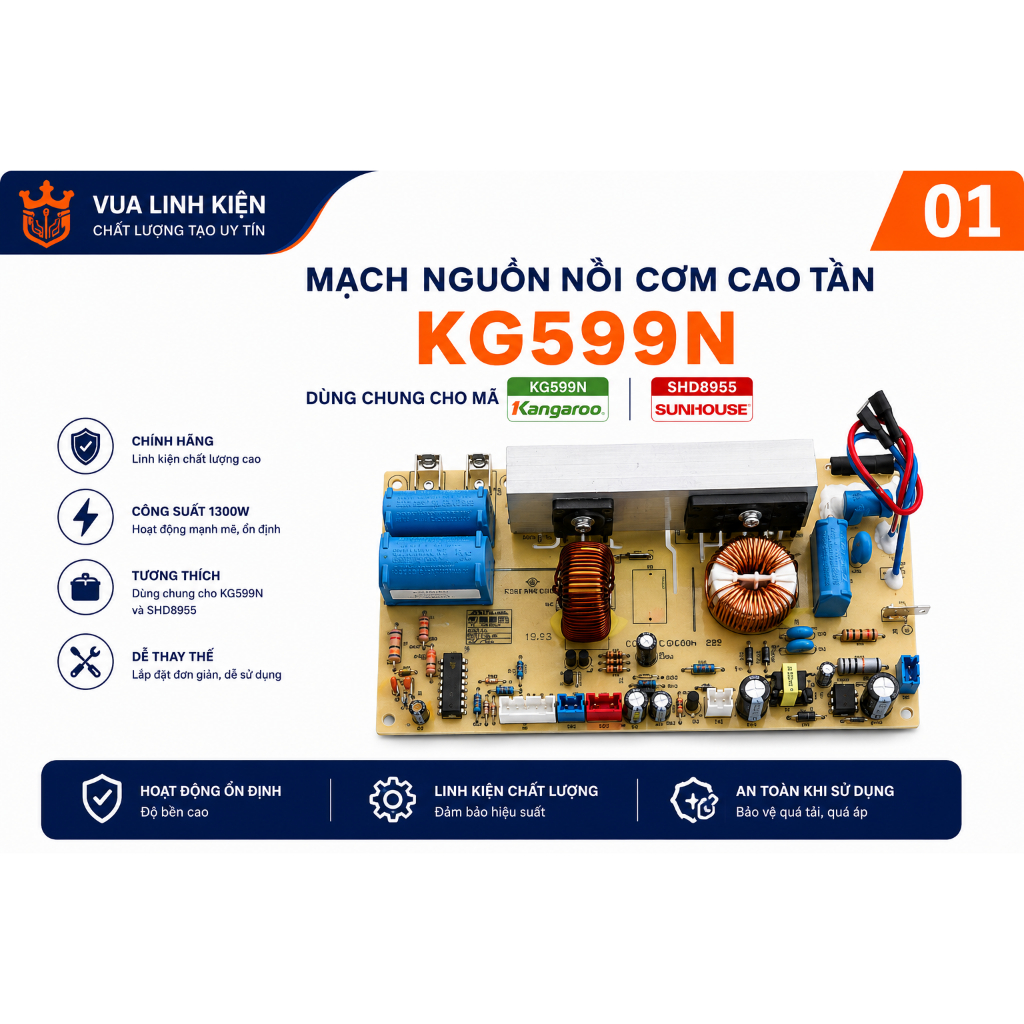 Mạch Nguồn Nồi Cơm Điện Kangaroo KG599N CHÍNH HÃNG - Bo Mạch Vỉ Boar Cục Board Công Suất Mới