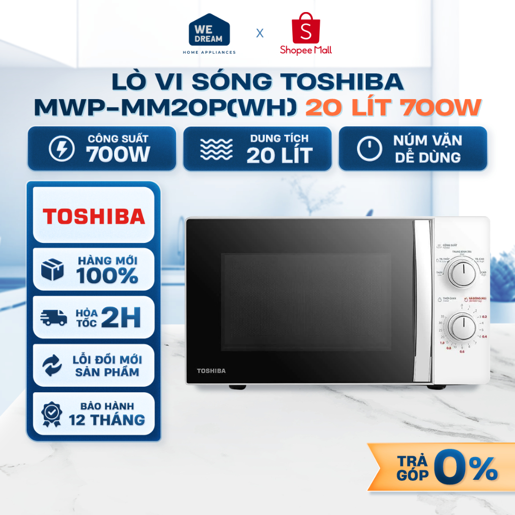 MWP-MM20P(WH) - Lò Vi Sóng Toshiba 700W MWP-MM20P(WH) - Hàng Chính Hãng, Mới 100%