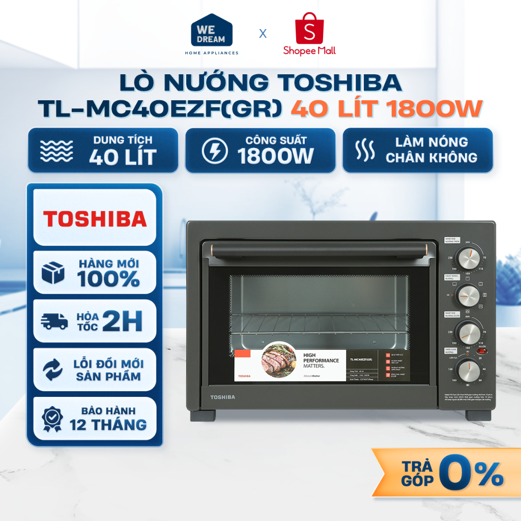 TL-MC40EZF(GR) - Lò Nướng Toshiba 40 Lít TL-MC40EZF(GR) 1800W - Hàng Chính Hãng, Hàng Mới