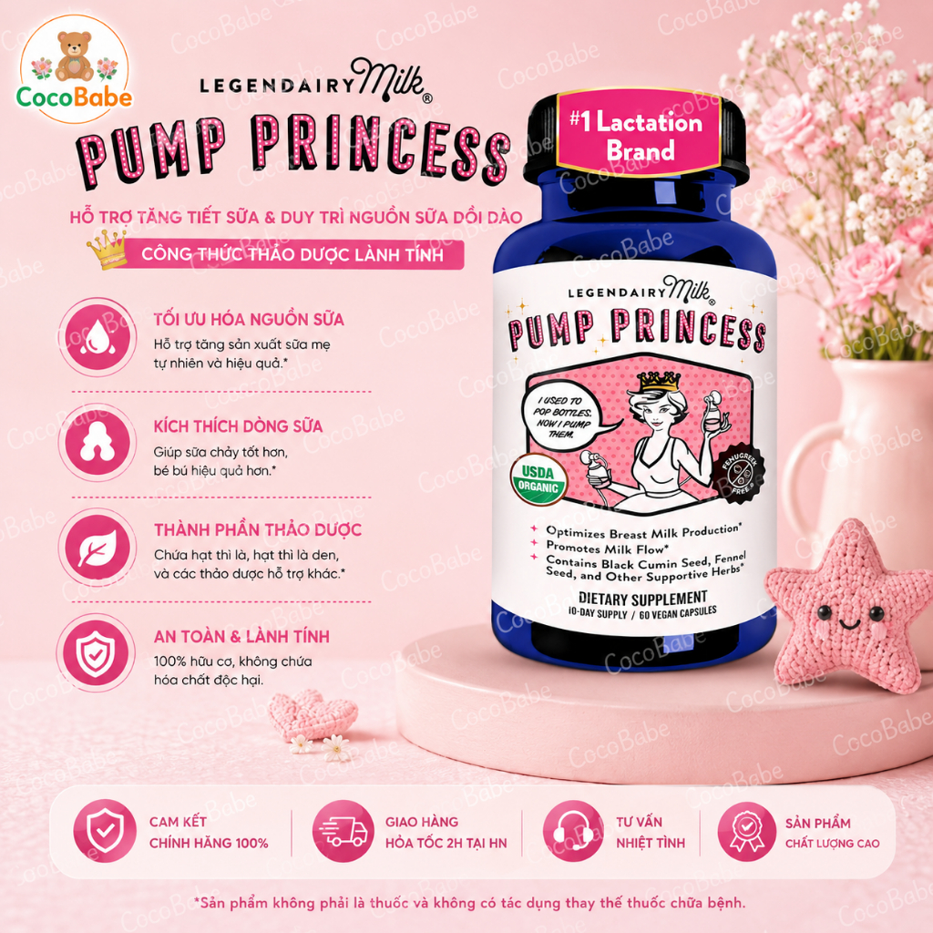Viên uống lợi sữa hữu cơ Legendairy Milk Pump Princess - tăng cường thúc đẩy sữa mẹ