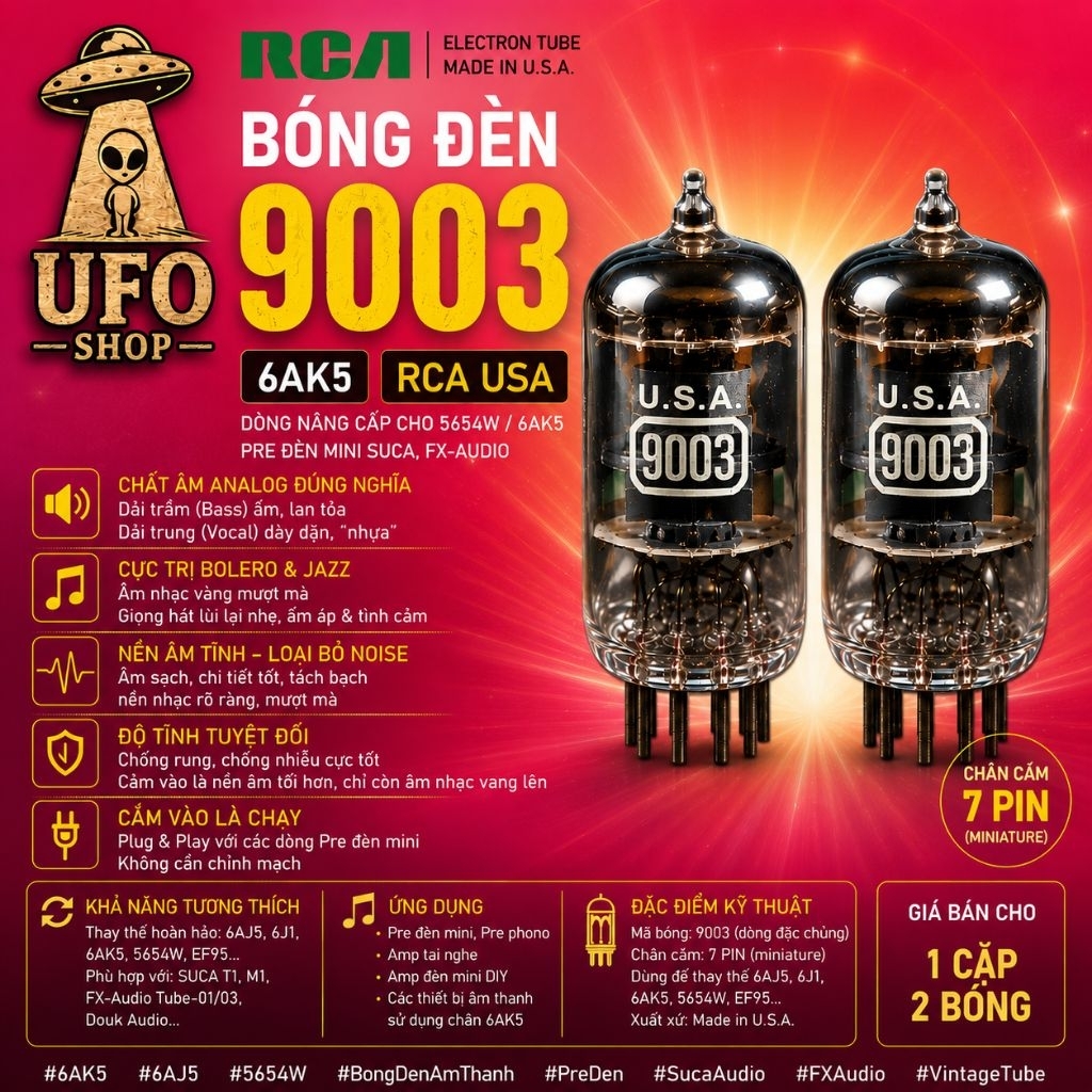 Bóng Đèn 9003 (Mỹ) - Đẳng Cấp Nâng Cấp Vượt Xa 5654W/6AK5 Cho Pre Đèn Mini Suca FX-Audio