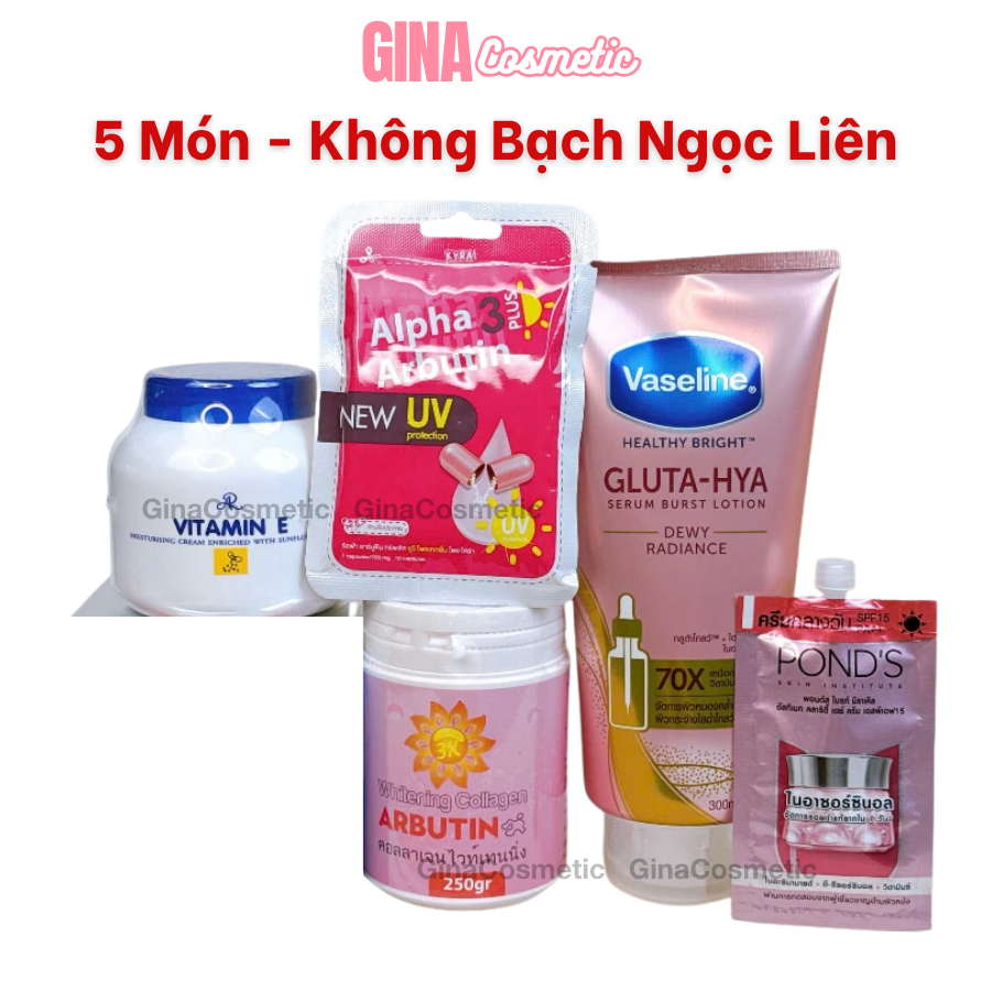 [ 5 MÓN - KHÔNG BNL ] COMBO 5 MÓN Vaseline 70x + Kem Kích trắng da toàn thân