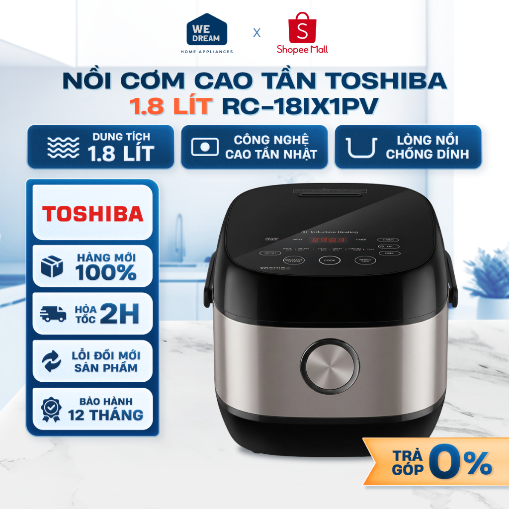 RC-18IX1PV - Nồi Cơm Cao Tần Toshiba 1.8 Lít RC-18IX1PV - Hàng Chính Hãng, Hàng Mới