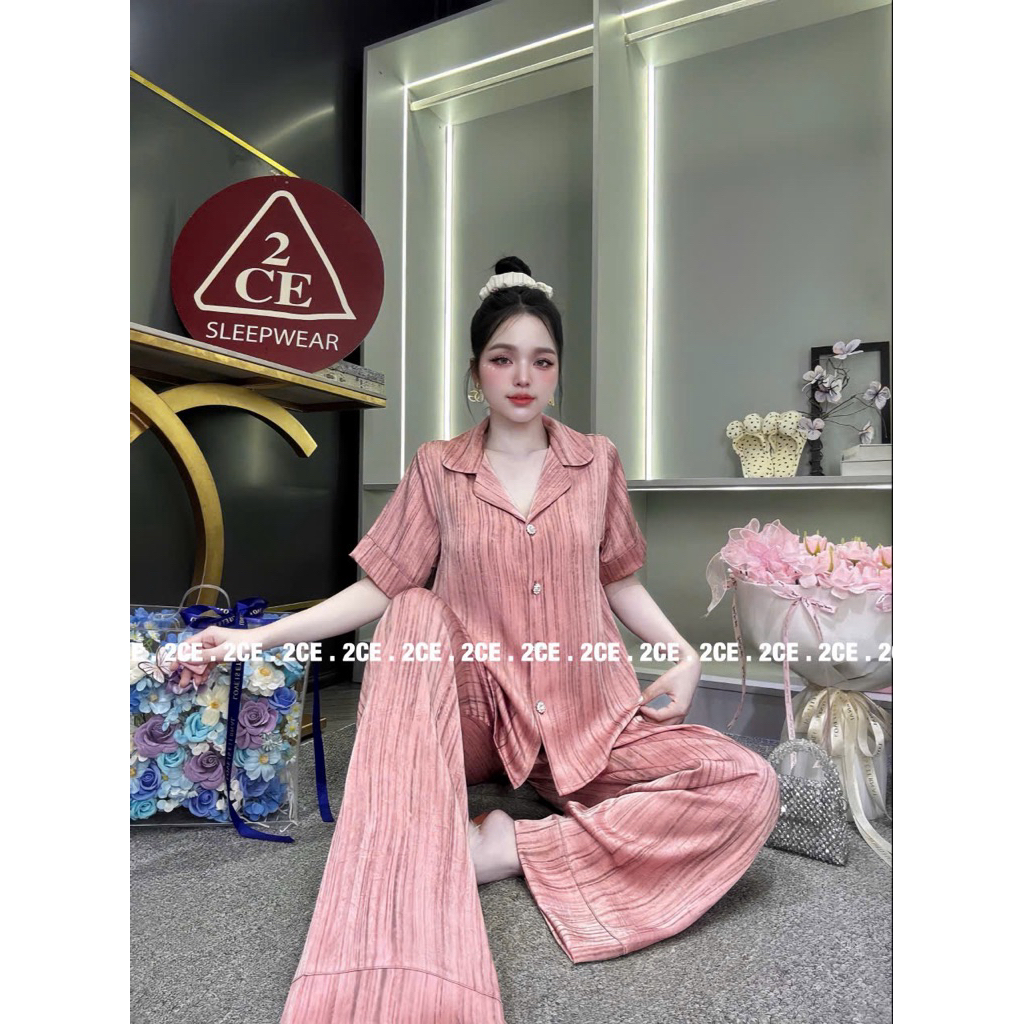 bộ ngủ pyjama cao cấp lụa hàn 2CE form <62kg