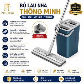 Bộ Cây Lau Nhà Tự Vắt PTLUXURY 360 Độ Cao Cấp Tặng Kèm 2 Bông Lau