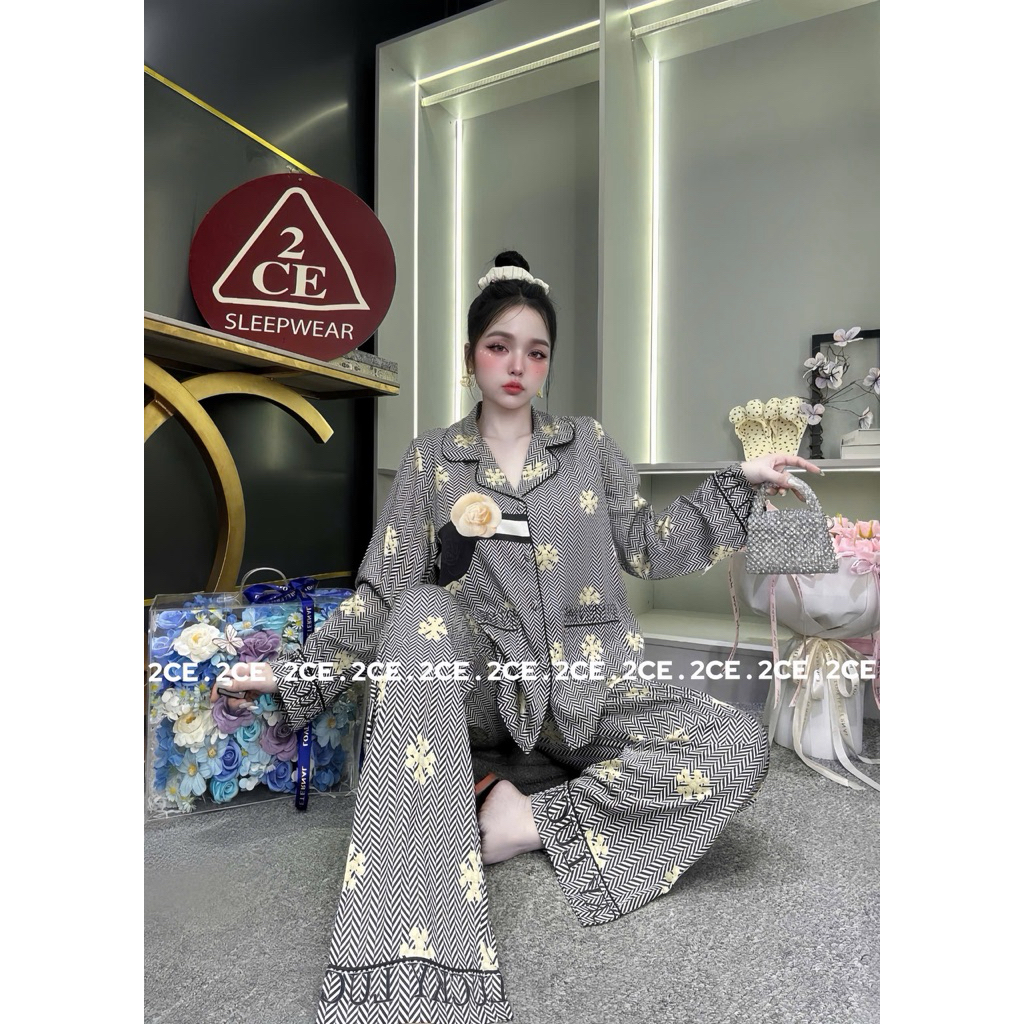 2CE bộ ngủ PYJAMA cao cấp hoạ tiết dễ thương form <62kg