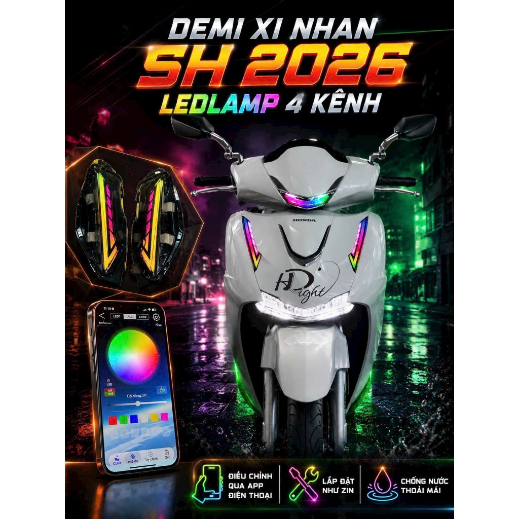 Đèn Demi Xi Nhan SH 2026 LedLamp Chỉnh App RGB Full LED Audi Chạy Hiệu Ứng Plug & Play