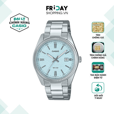 Đồng Hồ Nam Casio Watch MTP-1302DA-2A2VDF Đeo Tay Mặt Tròn 38.5mm Mặt Nhám Xanh Tiffany Dây Kim Loại Chống Nước 5ATM Chí