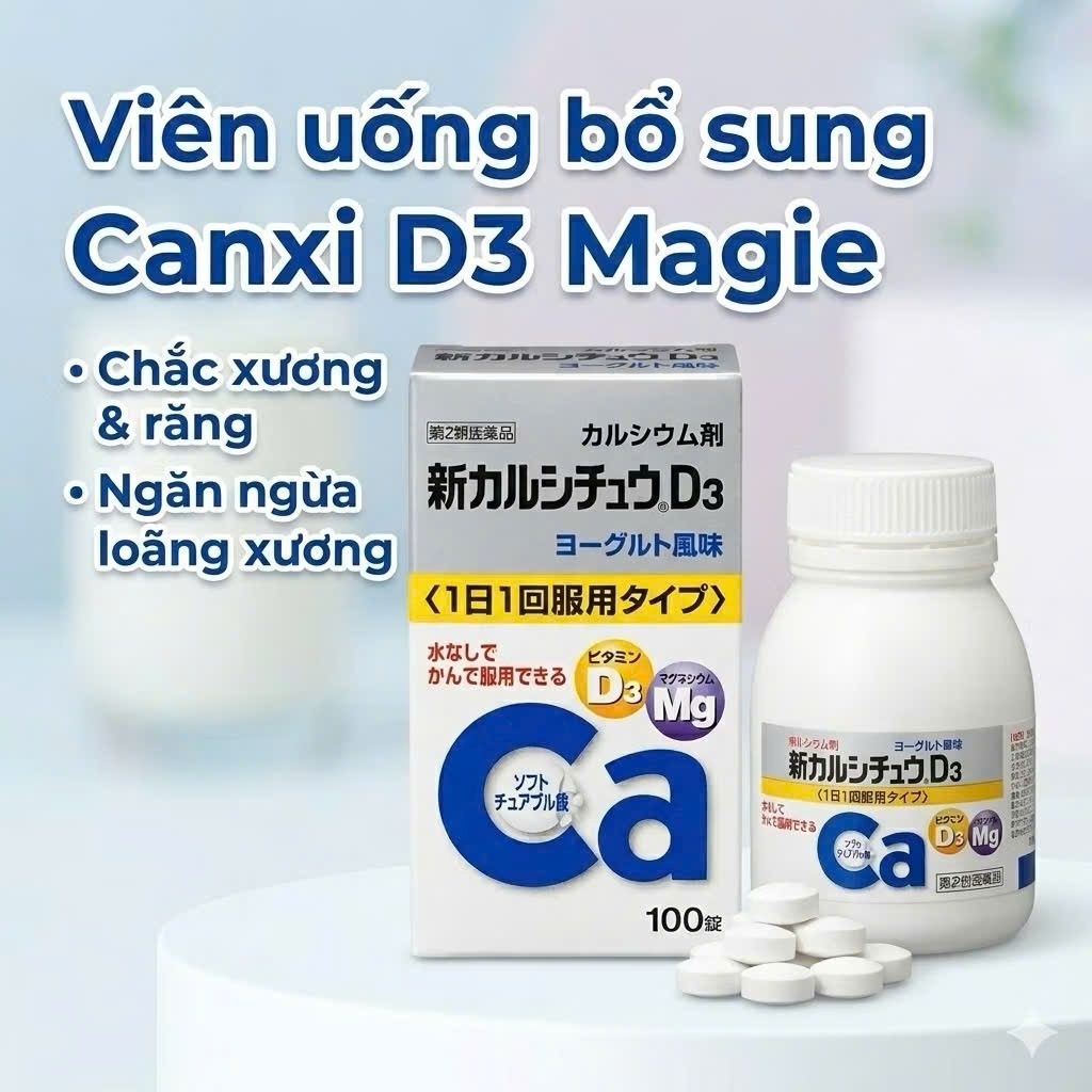 [Hộp 100 viên] Viên uống Canxi D3 Magie Takeda nhật Bản, giúp tăng trưởng chiều cao cho trẻ, bổ sung