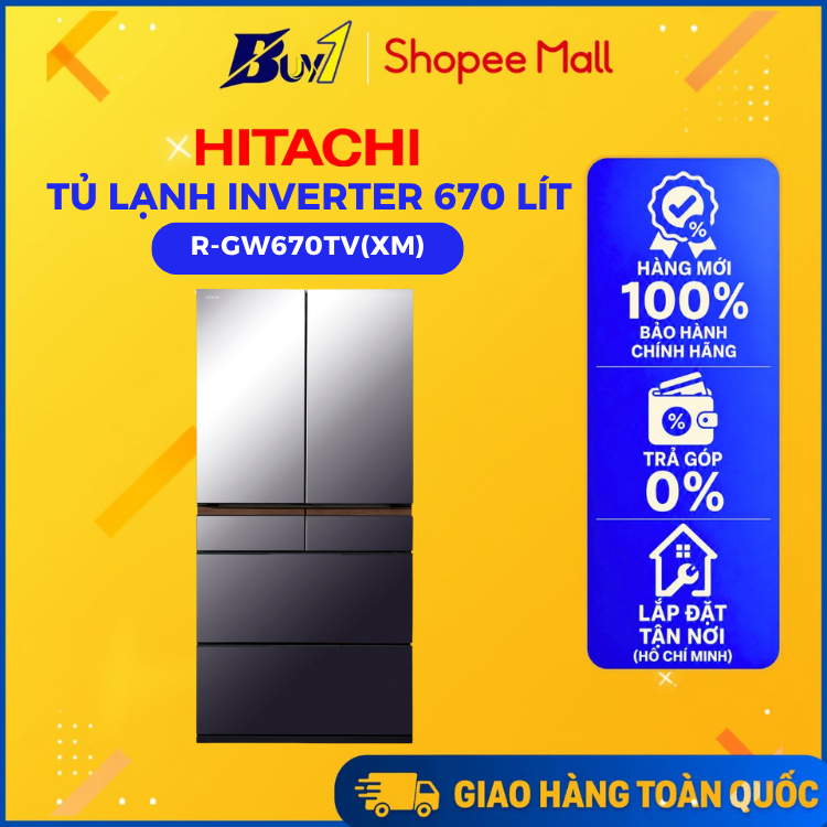 R-GW670TV(XM) - Tủ Lạnh Hitachi Inverter 670 Lít R-GW670TV(XM) - Hàng Chính Hãng