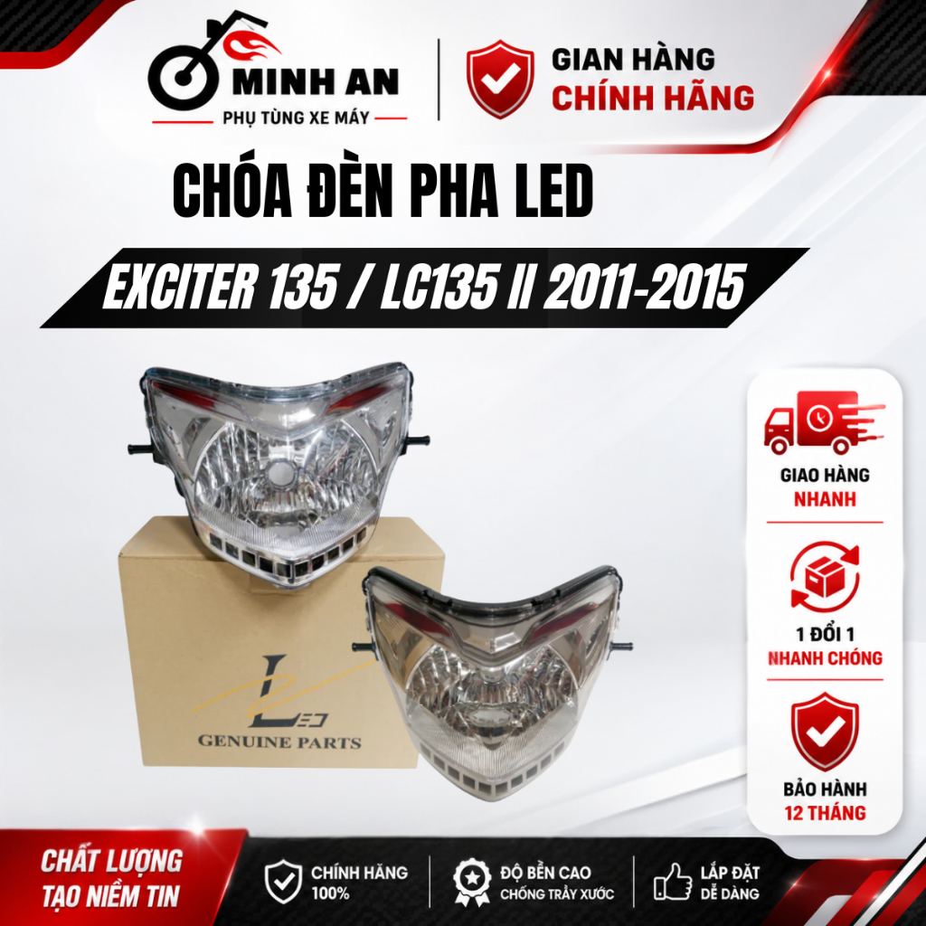 Chóa đèn pha LED WIZ EX 135 LC135 II đui M5 cho Exciter 135 2010-2015