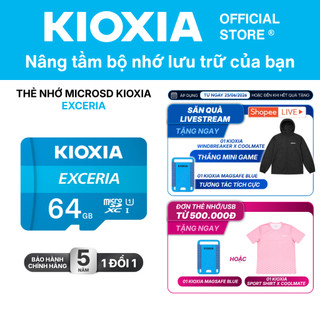 Thẻ nhớ MicroSD KIOXIA EXCERIA 64G C10 U1 upto 100MB/s (Read) LMEX1L064GG4 - Bảo hành 5 năm