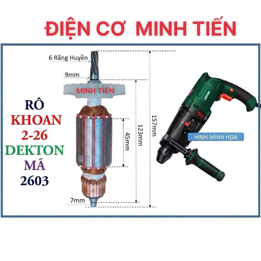 DEKTON 2603 6r - RÔ KHOAN DEKTON mã 2603A, 2603B, 2603PRO rô to 2-26 DEKTON MÃ AG-2603, 6 RĂNG THÂN 